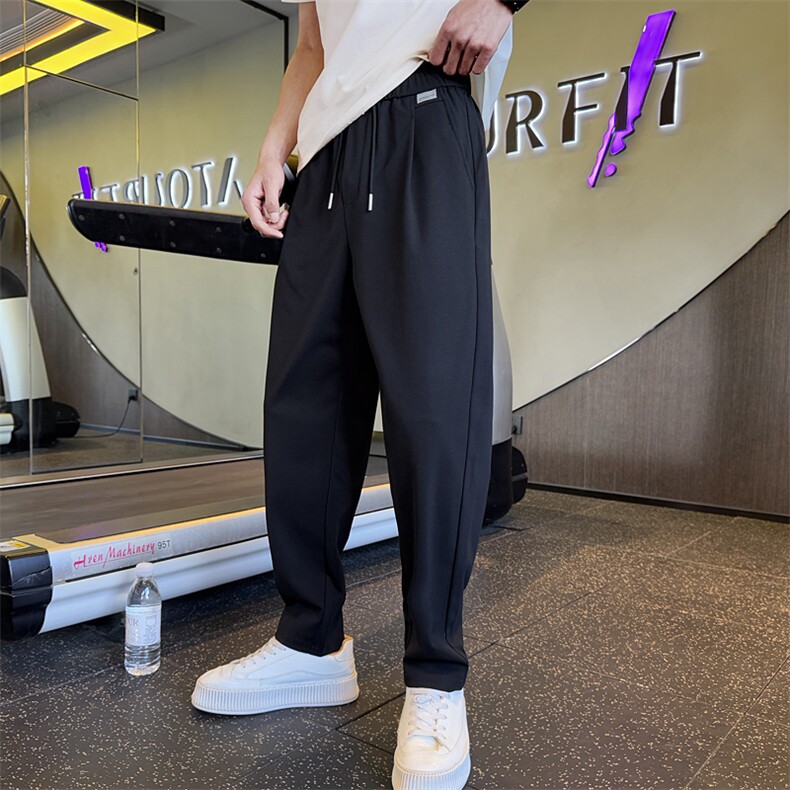 简约休闲弯刀裤男潮牌痞帅直筒阔腿裤2025新款百搭长裤K25157-P70，男装休闲裤，电商A237