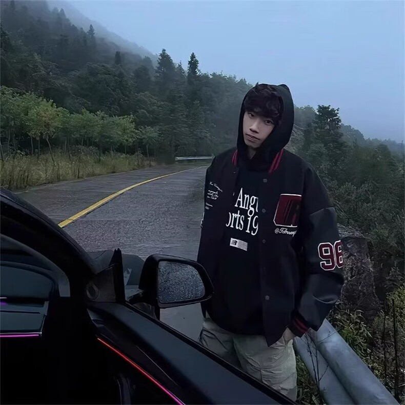 美式刺绣飞行夹克外套男款春款潮牌欧美高街宽松棒球服W6478-P68,男装夹克,星座412-1