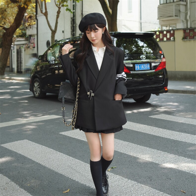 182-8510-P135K188黑色袖标西服外套,商品下架区,帛香坊