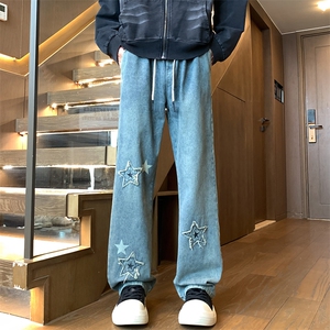 秋冬美式复古水洗刺绣 印花 高街微喇牛仔裤A158-NZK081-P48图片