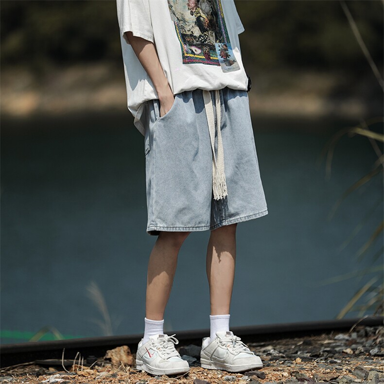 牛仔短裤夏季薄款中裤潮流美式潮牌男生裤子休闲五分裤DK8033-p36,男装牛仔裤,星座1008-2