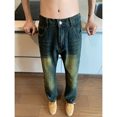 美式ins高街hiphop微喇重工艺水洗复古蓝牛仔裤货号K2322-1P60，男装牛仔裤，电商A063