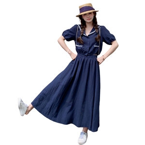 甜美显瘦海军领上衣半身裙套装女2025年夏季新款小个子时髦两件套图片