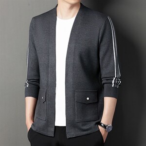春秋季男士长袖针织开衫纯色百搭2022中年商务休闲潮流外穿毛衣图片
