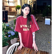 抖音得物高品质二开240克宽松纯棉美式潮牌三条杠织带短袖T恤，男装T恤，电商A486-1