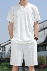 2025春季风男装套装针织龙纹提花唐装套装短袖+短裤A100-P85，男装牛仔裤，电商B277(原6028)