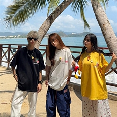 万针全刺绣工艺抖音得物高品质260克重磅纯棉双纱美式高街短袖T恤，男装T恤，电商A486