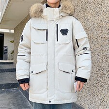 仓库桥园路现货足连帽工装户外情侣加厚学生白鸭绒羽绒服R2021P90，男装羽绒服，星座301D-5(原星座1415）