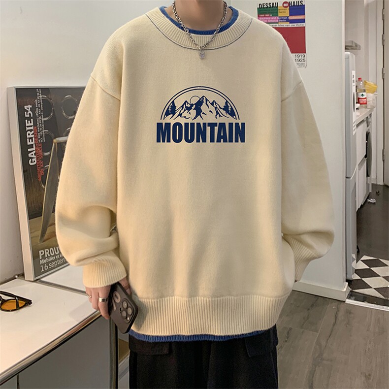 控78假两件毛衣男大码加绒针织衫男毛线衣M80255-P55加绒P70,男装针织衫/毛衣,电商A040