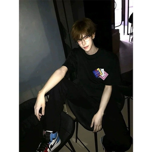 万针全刺绣工艺抖音得物高品质260克重磅纯棉双纱美式高街短袖T恤图片