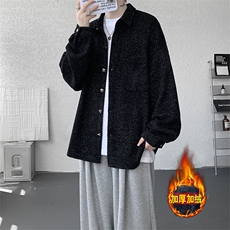加绒衬衫男冬季新款港风宽松大码加厚小香风长袖衬衣JR70-P49，男装衬衫，星座214-3