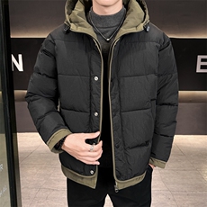 日系复古假两件连帽棉衣男冬季宽松情侣冬季棉服M0829-P103，男装棉衣，星座308B-2