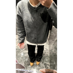 重磅秋冬男女北极绒开衫毛衣美式复古休闲慵懒风单排扣针织衫外套图片