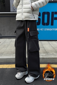 保暖加厚银狐绒冲锋裤男女同款大码直筒裤K1229J加绒-特P45控78图片