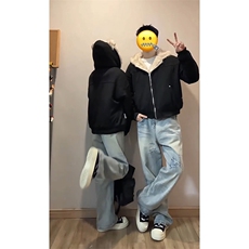 现货连帽猫耳朵男女情侣装棉服外套秋冬鹿皮绒座山雕-A2350P99，男装棉衣，电商B241