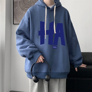 WY2258-P35 加绒款-P40 纯棉连帽卫衣男大码运动帽衫宽松薄外套男图片