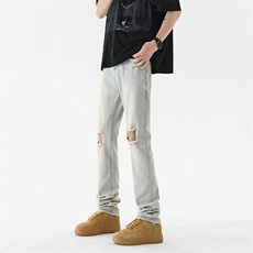 破洞牛仔裤修身B342-K7037-P60控78，男装牛仔裤，电商B342