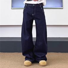 SWAG丹宁原牛赤耳绿松石撞钉弯刀cleanfit牛仔裤男女宽松直筒裤子，男装牛仔裤，星座506A