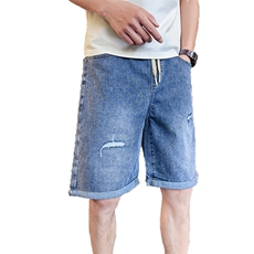 2025新款破洞牛仔男款夏季没事复古高街直筒五分裤D309-P50，男装牛仔裤，电商A413