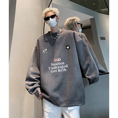 抖音得物供货提供视频秋冬重磅美式麂皮绒圆领卫衣JY379，男装卫衣，电商A486