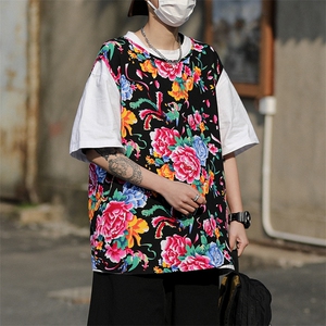MJ04夏新男士休闲透气凉爽坎肩无袖马甲男女团队服东北大花喜庆潮图片