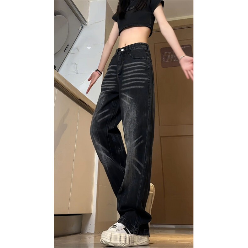 高街美式立体猫须工艺水洗牛仔裤-Z024#P65图片