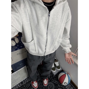 抖音得物高品质二开 25秋冬美式重磅宽松结构设计连帽卫衣外套W78图片