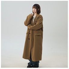 呢子风衣女秋冬高级感2025新款中长款正肩西装毛呢风衣外套，女装风衣，星座710