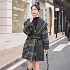 现货2025年冬季格子双面羊毛呢正反两穿刺绣定制款羊毛大衣，女装双面呢大衣，琦鑫阁（原依鑫阁）