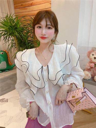 气质款木耳边双领衬衣，其它，DD+(4F)