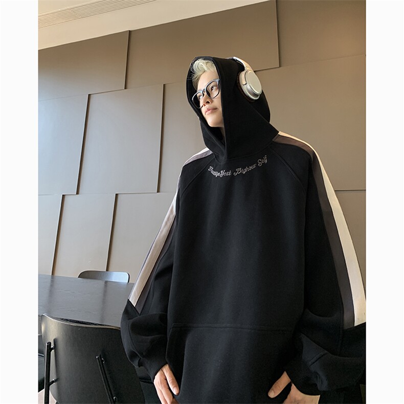 港风美式字母刺绣袋鼠兜套头连帽卫衣男insXZ213-W2206-P88控108,男装卫衣,星座213