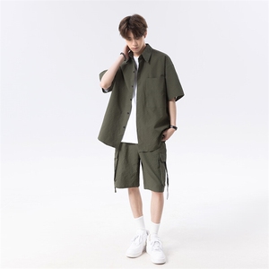 港风Cityboy工装短袖衬衫套装DC2191上衣30-DK8533裤子30【特价】图片