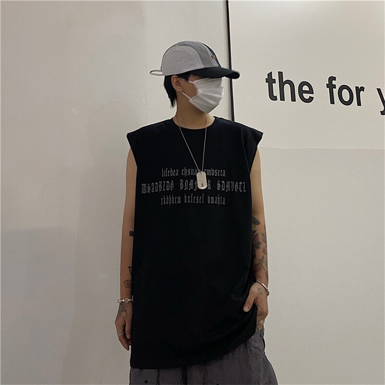 潮流嘻哈高街英文字母前后印花百搭宽松坎肩背心男女潮TT013-P35,男装背心/马甲,星座911-3