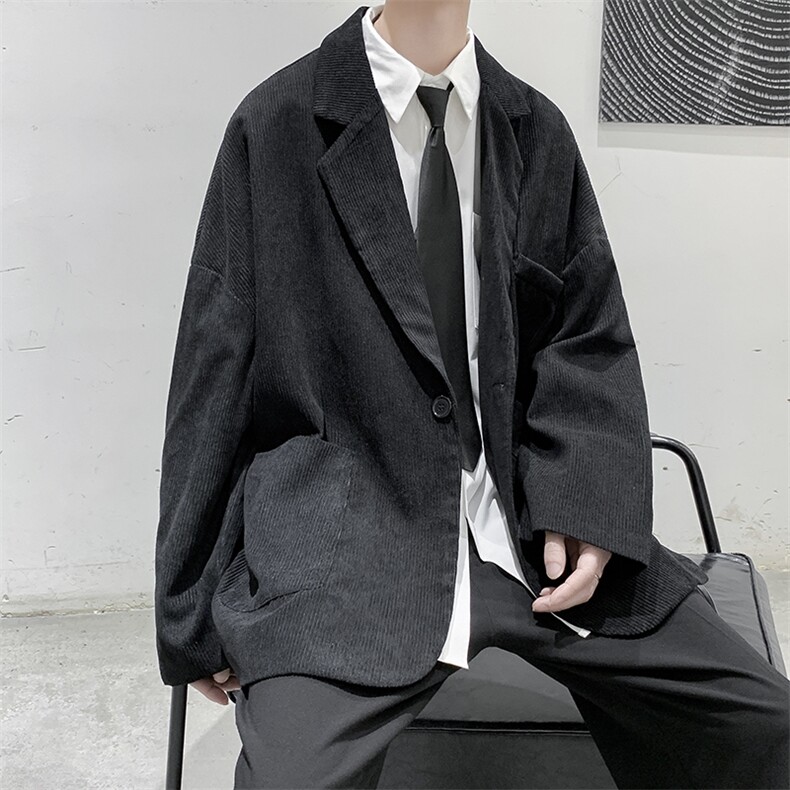 现货秋冬装港风宽松灯芯绒纯色休闲男装西装外套小西服D201-DM09,男装西服套装,电商D321-1