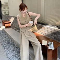 现货卡其色马甲长款两件套2C090-8878-P165-K248，女装套装/套裙，2C090