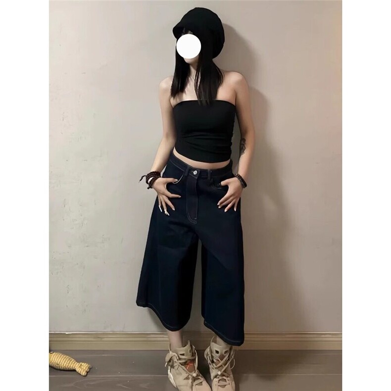 美式复古高街牛仔短裤女夏季新款印花滑板直筒七分裤潮D6722-p43,男装牛仔裤,星座1008