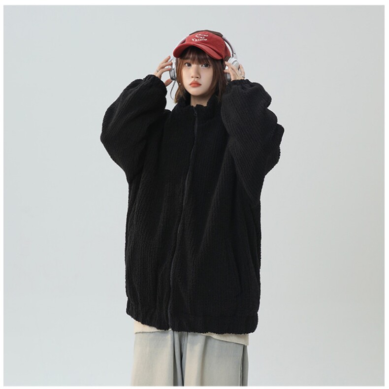 翻领灯芯绒宽松棉服女士秋冬新款重工加厚高克重毛绒短款夹克外套,女装短外套,星座710