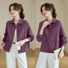 2026年春季翻领短款扣子休闲宽松微胖显瘦外套，女装短外套，文熹诺