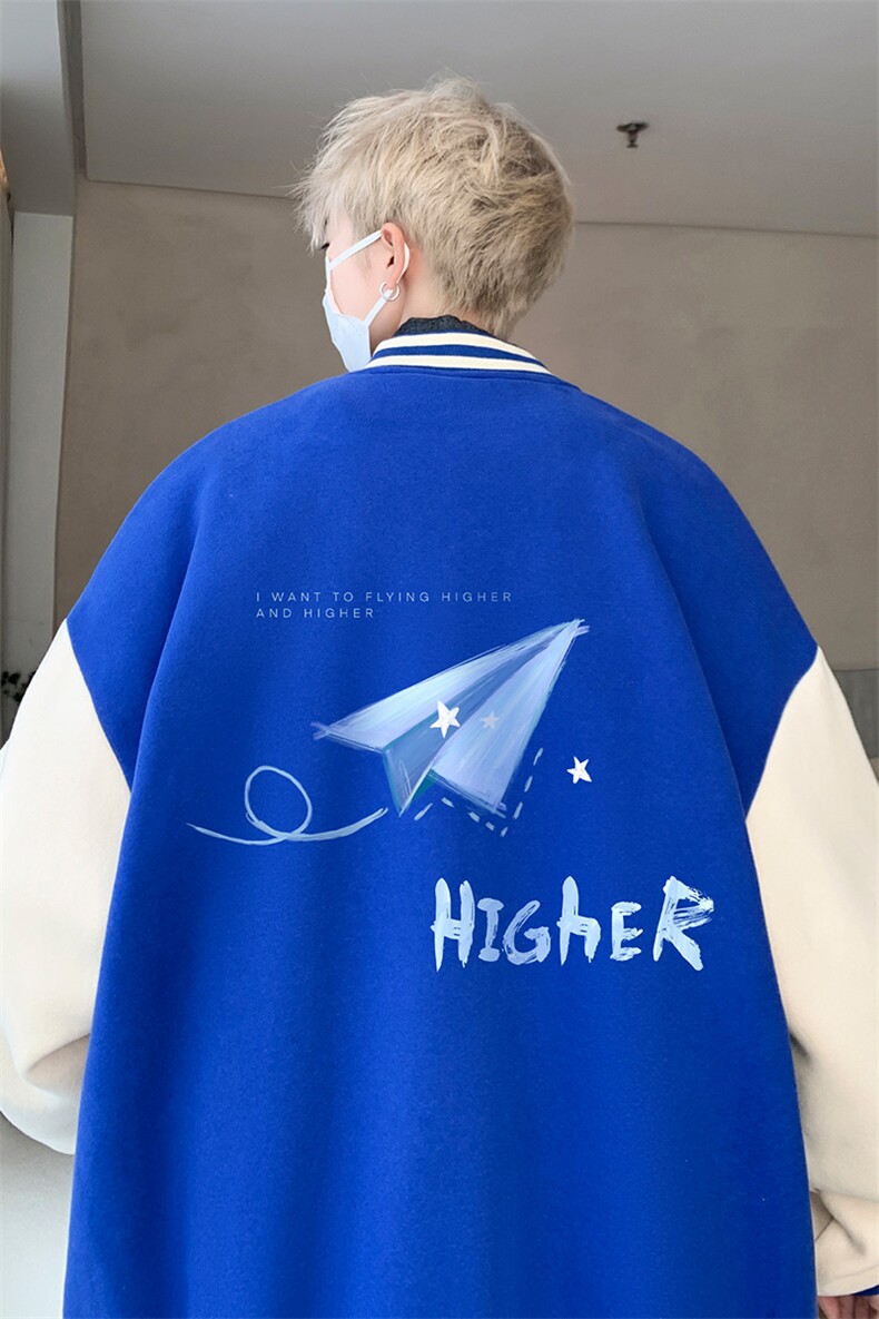 摇粒绒棒球服男大码开衫卫衣男夹克BF86270-P65,男装夹克,电商A040