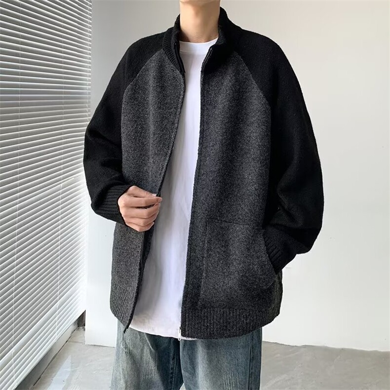 开衫拉链毛衣男百搭针织衫简约外套半高立领外搭情侣秋冬,男装针织衫/毛衣,星座410-7