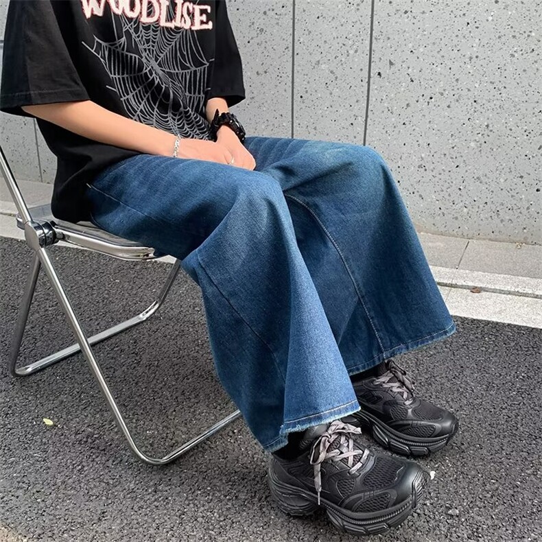 复古牛仔裤男春秋款直筒宽松大码裤子美式高街阔腿休闲裤5157P40,男装牛仔裤,星座410-2