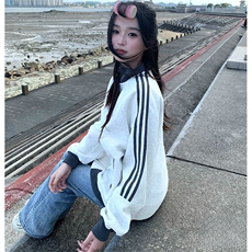 抖音得物高品质26春装美式高街重磅结构拼接织带立领卫衣外套CM42，女装短外套，电商A486