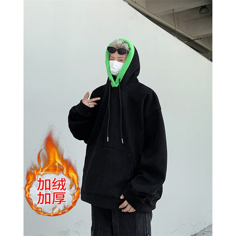 羊羔绒连帽卫衣女2024秋冬oversize加绒加厚宽松外套WY117-P45,女装短外套,星座308B-2