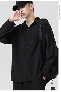 白衬衣男夏季男士白色长袖衬衫2026新款宽松潮流复古休闲上衣图片
