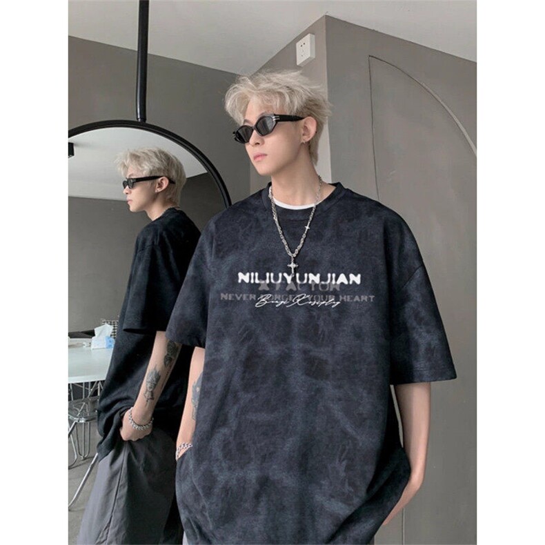 wassuphappy美式扎染短袖t恤男夏季薄款潮流痞帅青少年休闲半袖,男装T恤,电商B245