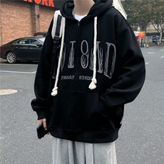 2023春季高街潮牌情侣装新款百搭复古刺绣连帽卫衣男W5981-P43，男装卫衣，星座512-2