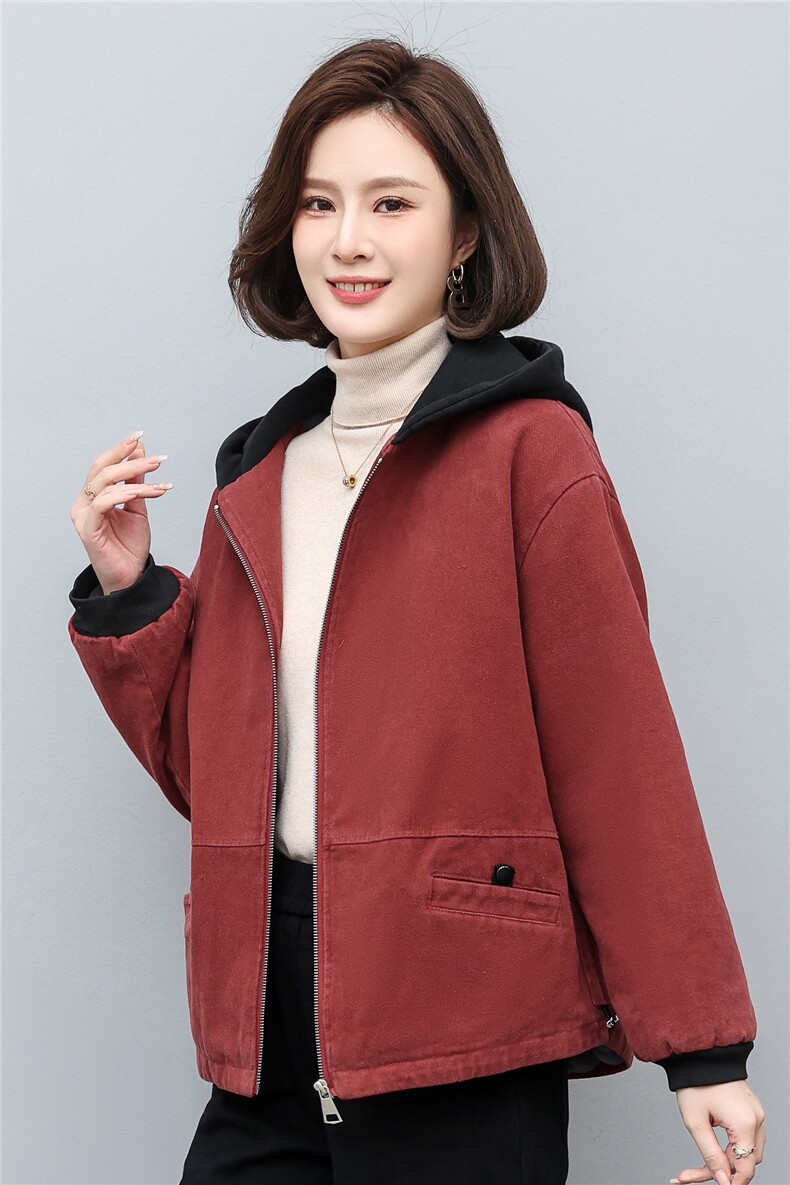 叶笙衣82539撞色加绒加厚外套,女装棉衣/棉服,叶笙衣