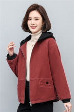 叶笙衣82539撞色加绒加厚外套，女装棉衣/棉服，叶笙衣