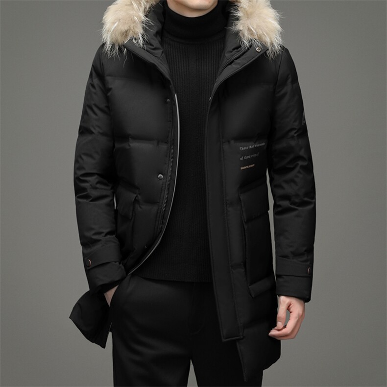 冬季男士冬季加厚保暖灰鸭绒外套中年新款男装貂子毛领休闲羽绒服，男装羽绒服，电商B212（原钱塘6029）
