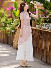 现货套装2026年夏季新款女装盘扣修身时尚气质半身裙大摆裙两件套，女装套装/套裙，韩美纤衣